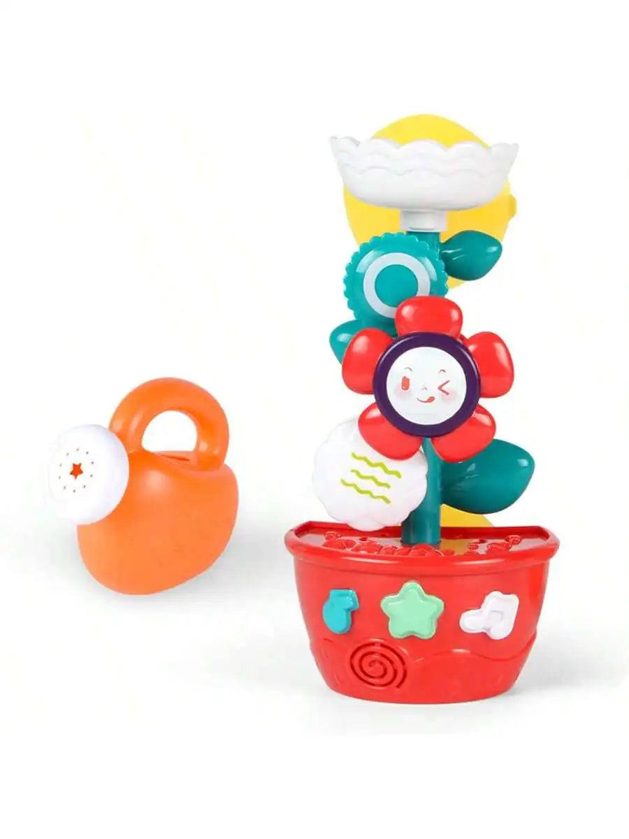 Cute Flower Shaped Watering Can Bath Toy with Suction Cup Baby Shower Sprinkler for Pool Wall Play Interactive Bath Time Fun Toy