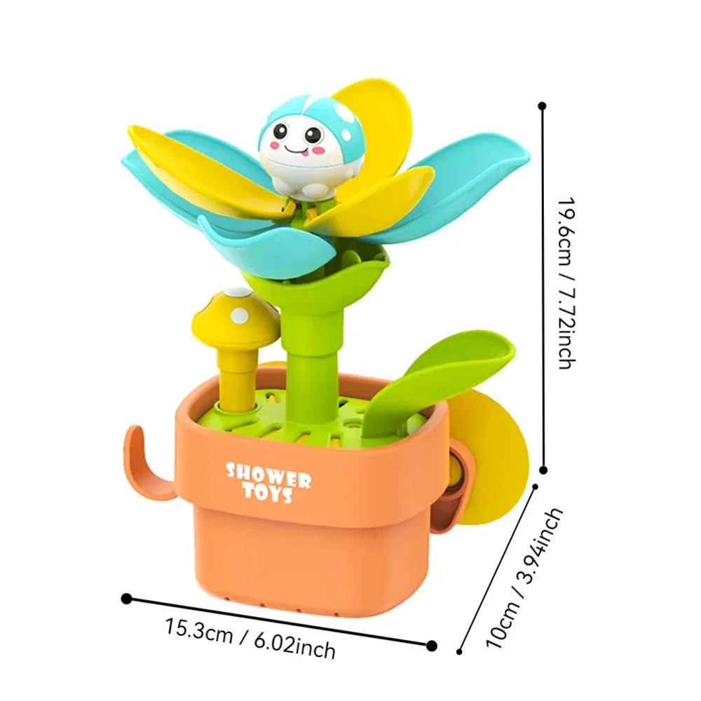 Bath Time Fun Toy, Water Play Flower Pot, Interactive Rotating Design, Suction Cup Baby Summer Splash Toy, Safe & Durable