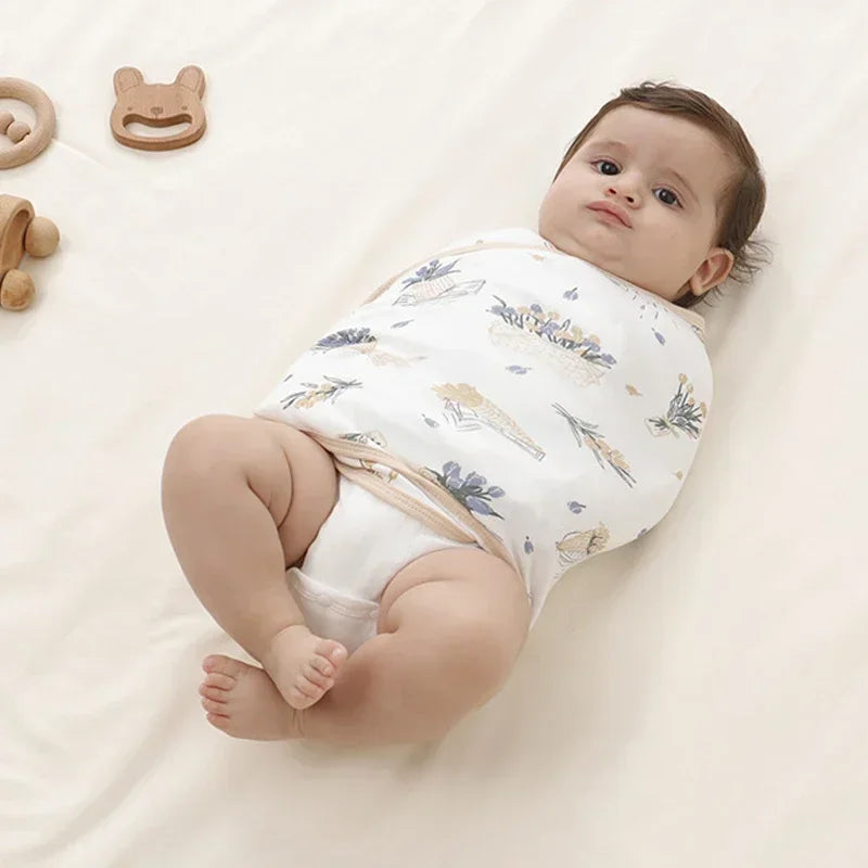 0-6 Month Cotton Baby Swaddle Wrap Anti Startle Swaddling Blanket Muslin Baby Sleeping Blanket Wrap for New Born Thin Summer