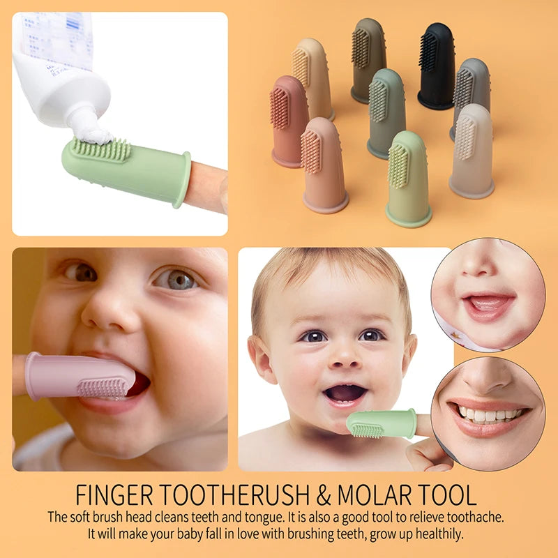 3pcs Baby Soft Finger Toothbrush Silicone Infant Tooth Teeth Clean Brush Soft Silicone Bebes Oral Health Care