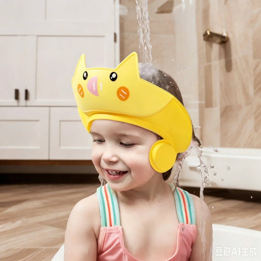 Baby Hair Wash Water Shield, Anti-Water Eyes, Soft Adjustable Silicone, Toddler Waterproof Bath Cap, Bath Time Essential