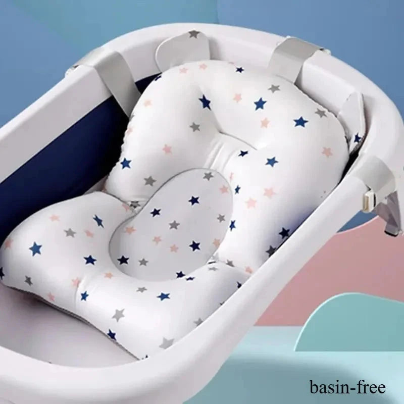 Baby Bathtub Pad Ajustable Bath Support Seat Mat Shower Cushion Newborn Foldable Baby Bath Seat Floating Security Water Pad