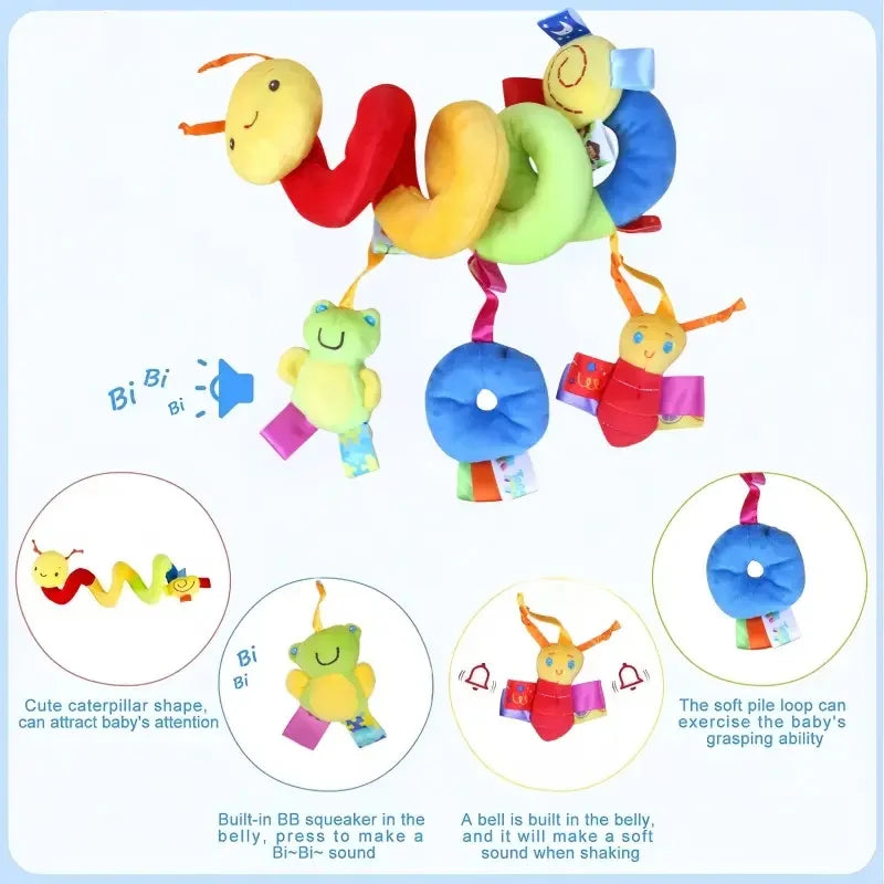 Car Seat Toys Infant Baby Spiral Activity Hanging Rattle Toys Plush Hanging Stroller Sensory Toys For Newborn Gift