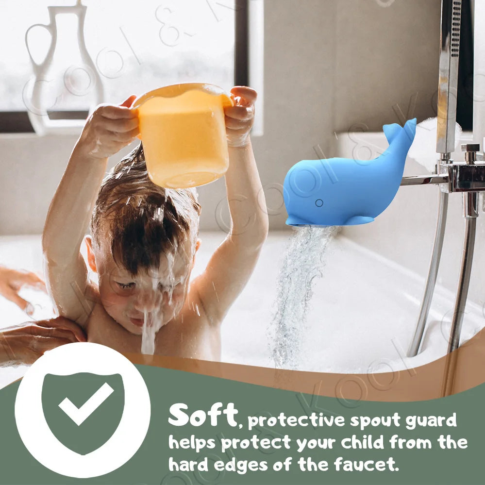 Whale Shaped Faucet Protector, Fun & Soft Silicone Cover to Guard Baby from Bumps During Bath Time