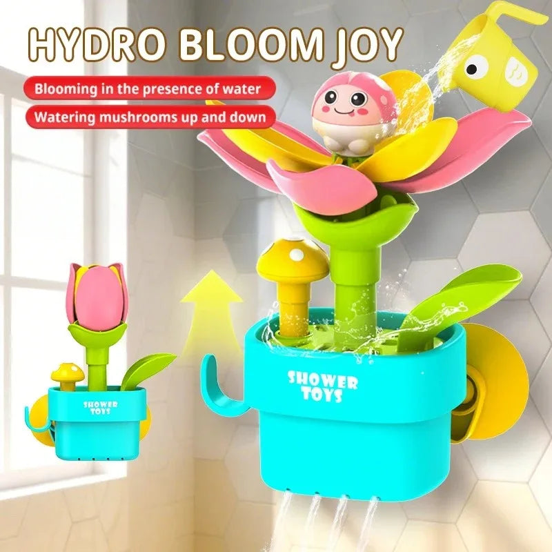Bath Time Fun Toy, Water Play Flower Pot, Interactive Rotating Design, Suction Cup Baby Summer Splash Toy, Safe & Durable