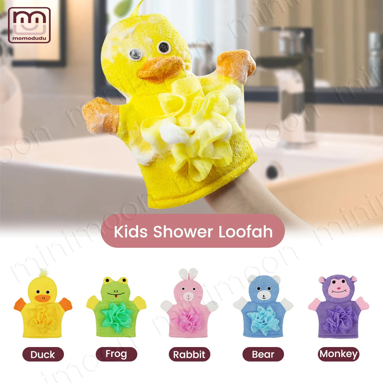 Cartoon Animal Bath Gloves for Kids, Exfoliating & Massage for Fun and Effective Bath Time