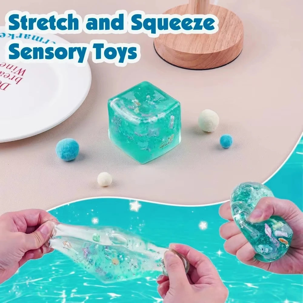 2A-Squishy Stress Balls Cube Ocean Sensory Fidget Toy Slow Rise Squishy Toys for Kids and Adults Squeeze Relax Gift9