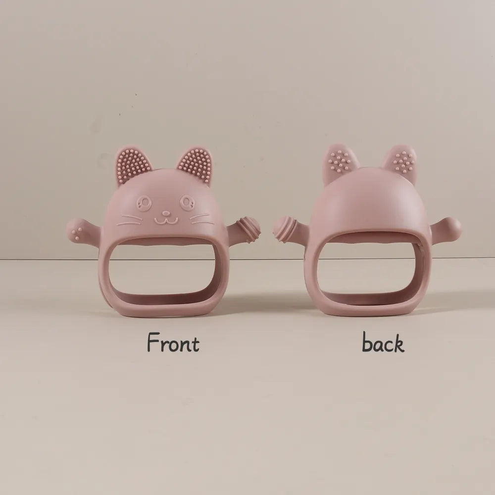 Personalized Baby Teether Custom Name Silicone Glove Cute Bunny Easter Rabbit Shaped Anti-Sucking Hand Guard