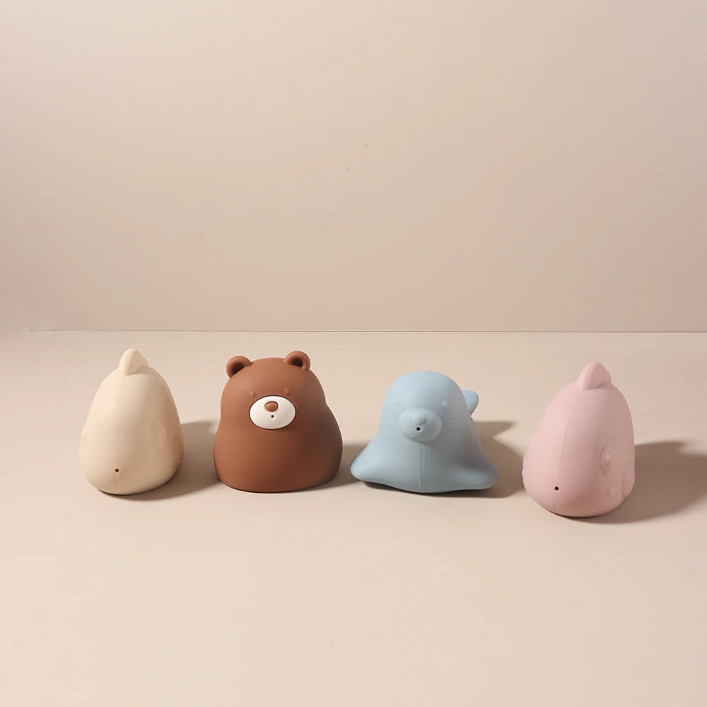 Cute Silicone Squeaky Bear Bath Toy - Safe Floating Water Toy for Baby Toddler Bath Time Fun, BPA Free