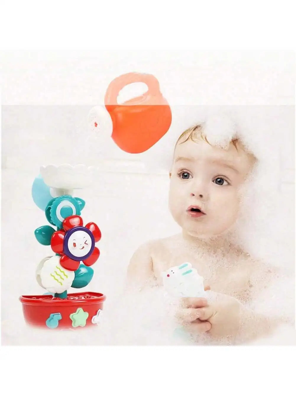 Cute Flower Shaped Watering Can Bath Toy with Suction Cup Baby Shower Sprinkler for Pool Wall Play Interactive Bath Time Fun Toy