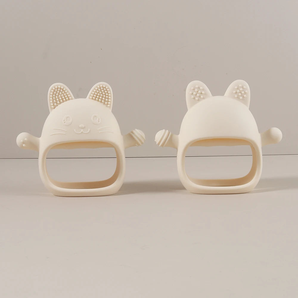 Personalized Baby Teether Custom Name Silicone Glove Cute Bunny Easter Rabbit Shaped Anti-Sucking Hand Guard