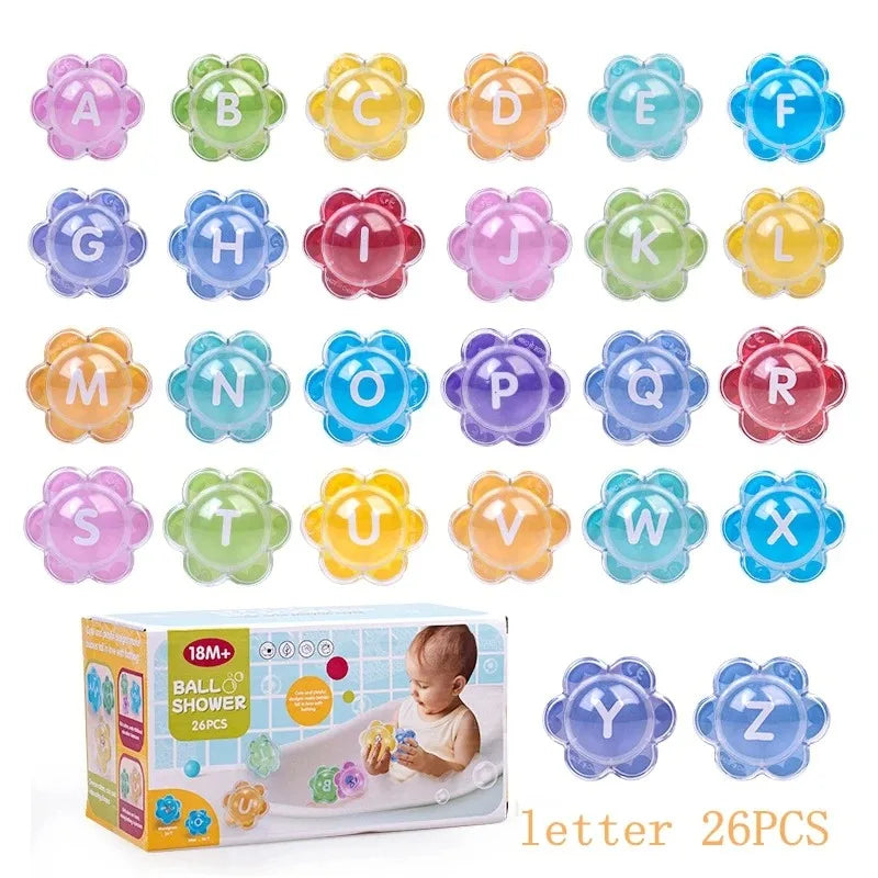 Baby Bath Toys, Floating Alphabet Number Animal Balls, Early Education Cognitive Color Recognition, Sensory Bath Time Gift