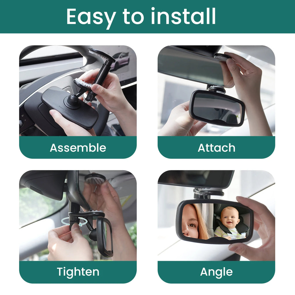 1PC & 2PC Shatterproof & Shakeproof Forward Facing Baby Car Mirror - Clip On Car Mirror for Baby, Newborn Essentials