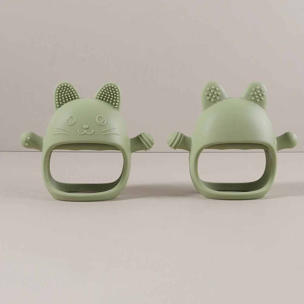 Personalized Baby Teether Custom Name Silicone Glove Cute Bunny Easter Rabbit Shaped Anti-Sucking Hand Guard