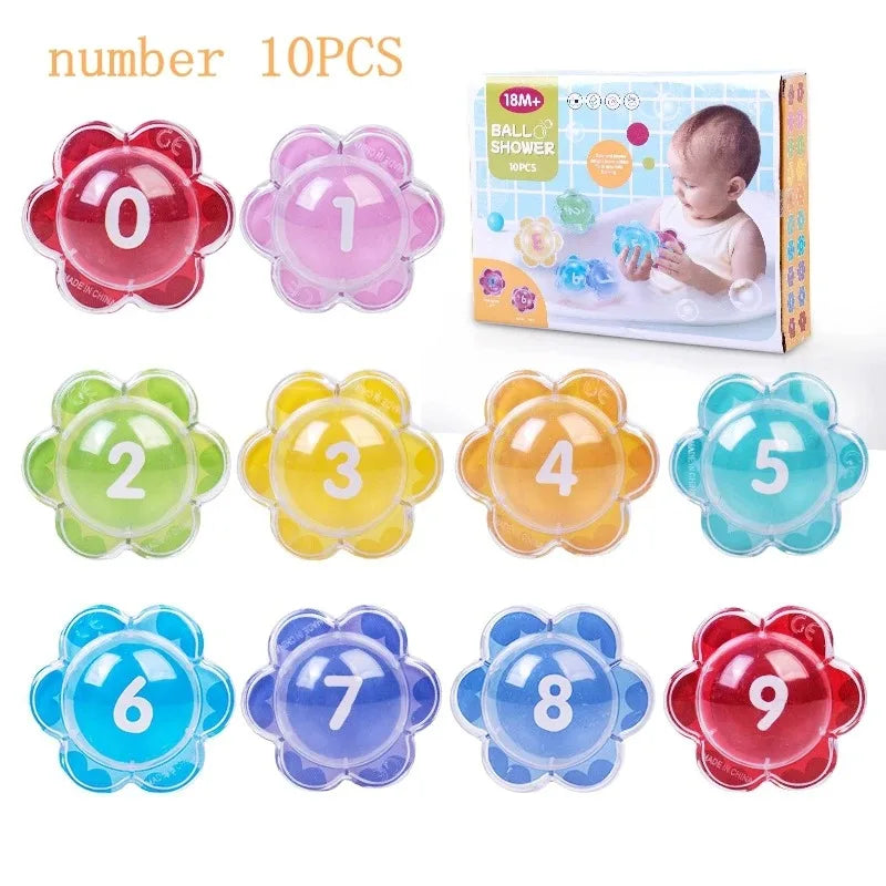 Baby Bath Toys, Floating Alphabet Number Animal Balls, Early Education Cognitive Color Recognition, Sensory Bath Time Gift