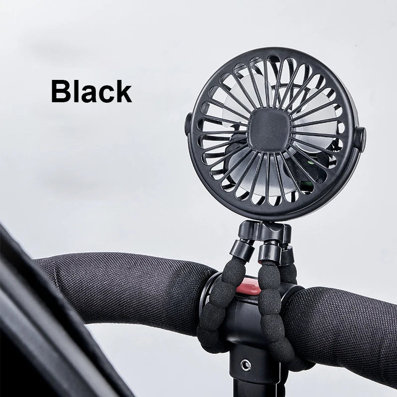 Baby Stroller Fan Portable Handheld 360° Rotate Flexible Adjustable Tripod Air Cooling Fan Rechargeable Baby Stroller Clip Fan