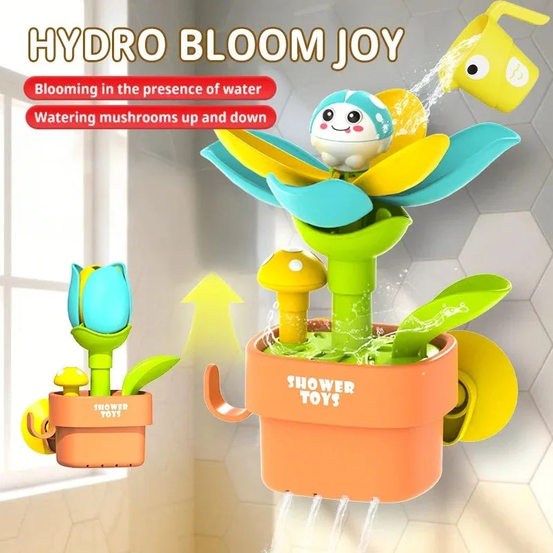 Bath Time Fun Toy, Water Play Flower Pot, Interactive Rotating Design, Suction Cup Baby Summer Splash Toy, Safe & Durable