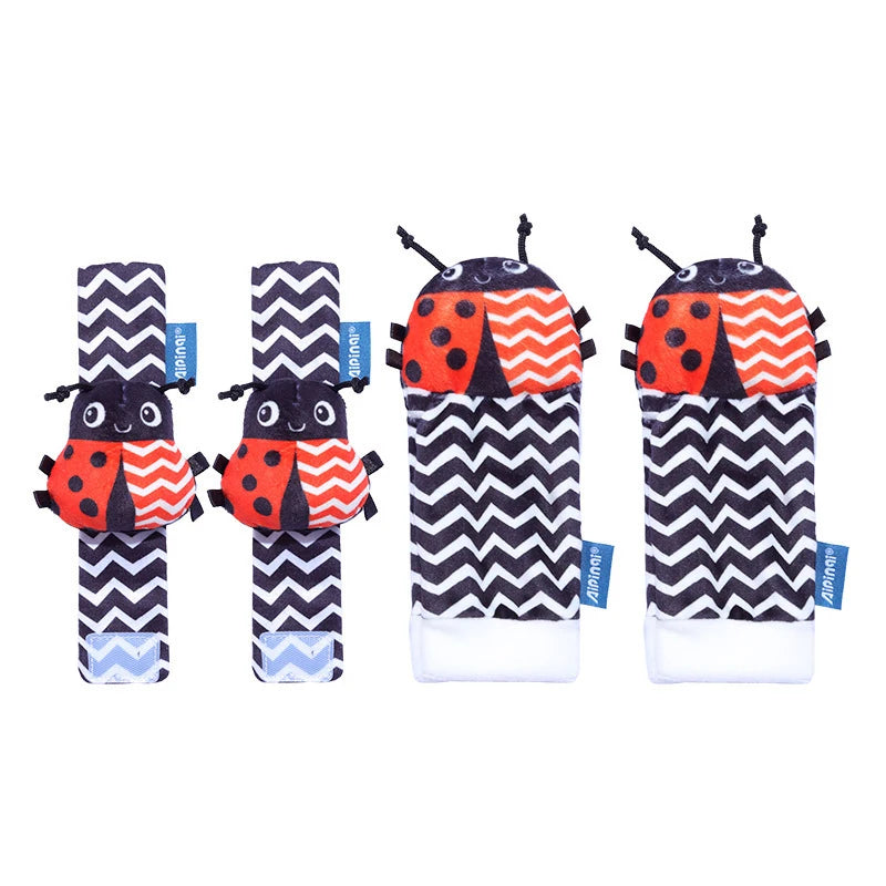 Foot Finders & Wrist Rattles for Infants Toys Black and White Sensory Toys Baby Essentials for Newborn Wrist Rattle Baby Gifts