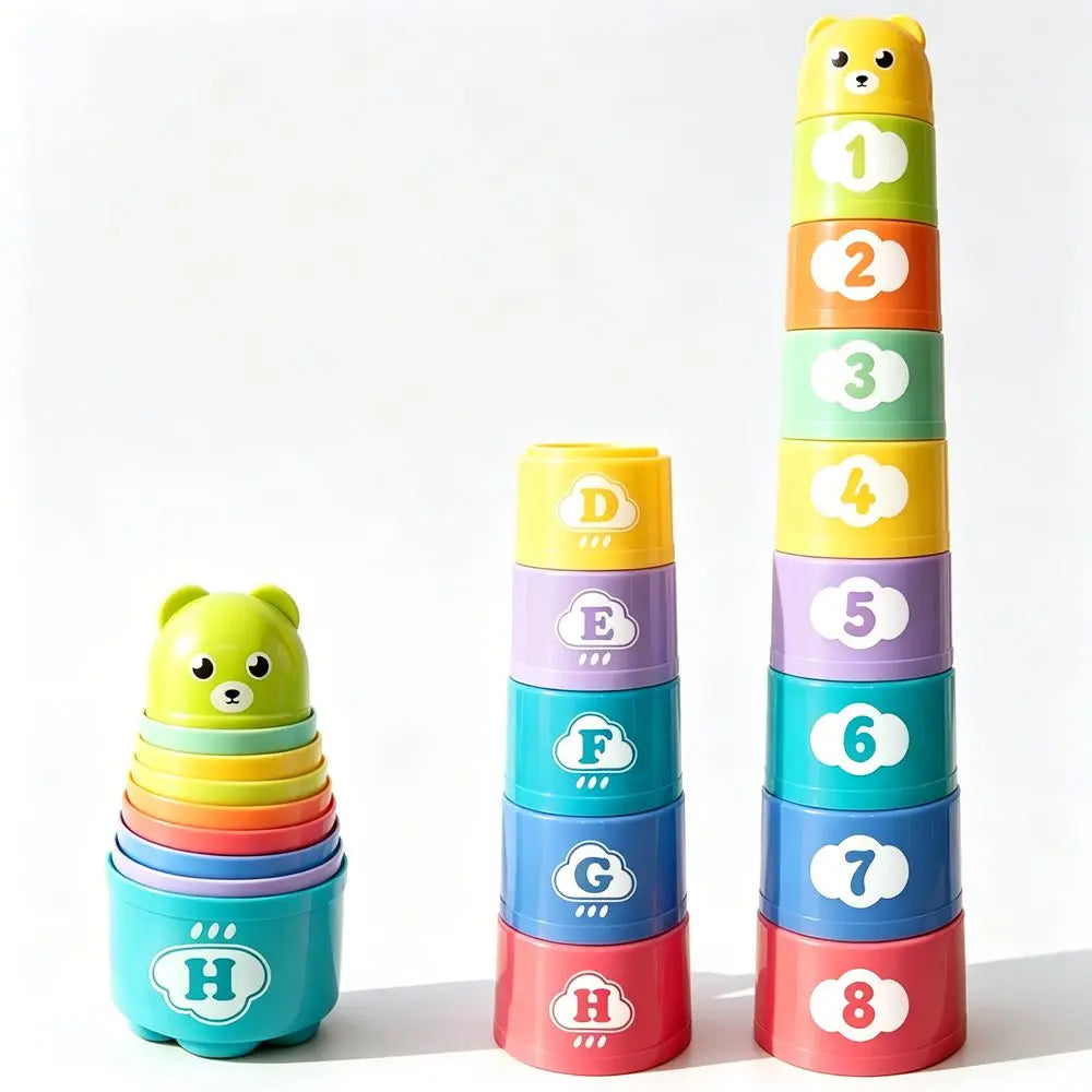 Kids Stacking Cups Rainbow Fold Cup Baby Early Education Puzzle Toy Color Sorting Training Hand Speed Competition Birthday Gifts