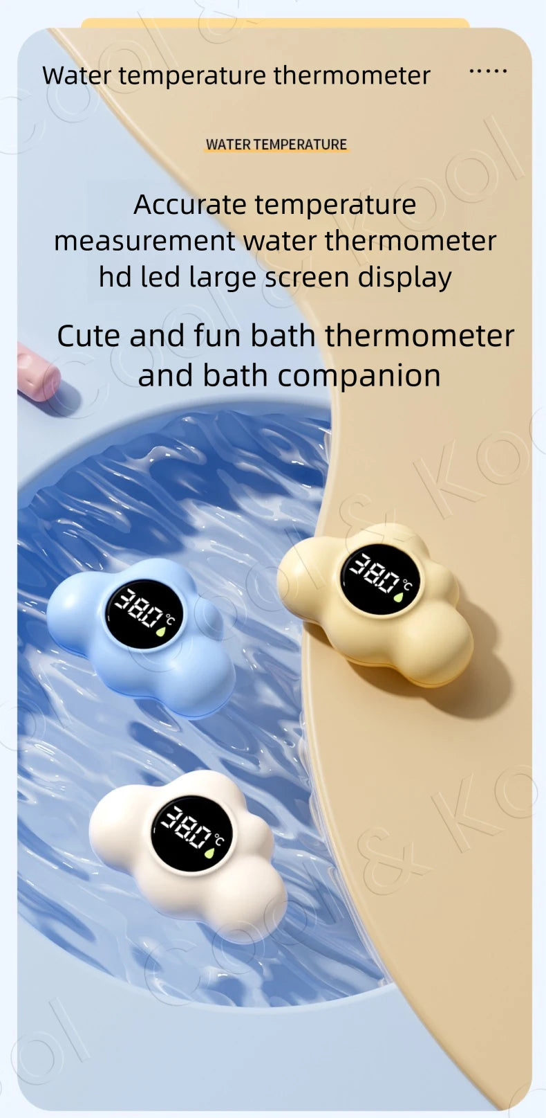 Floating Baby Bath Thermometer with LED Display, Cartoon Digital Water Temperature Tester for Safe Tub Time