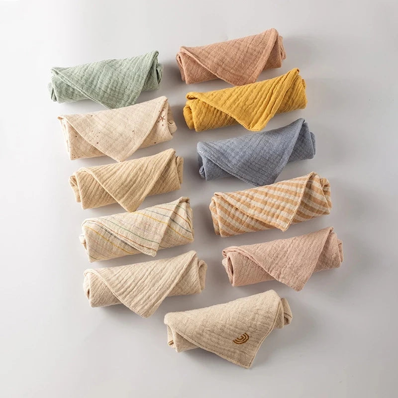 Random 5pc Baby Towel New Born Items Muslin Squares Infant Newborn Hand Bath Shower Face Towels Soft Cotton Gauze Baby Washcloth