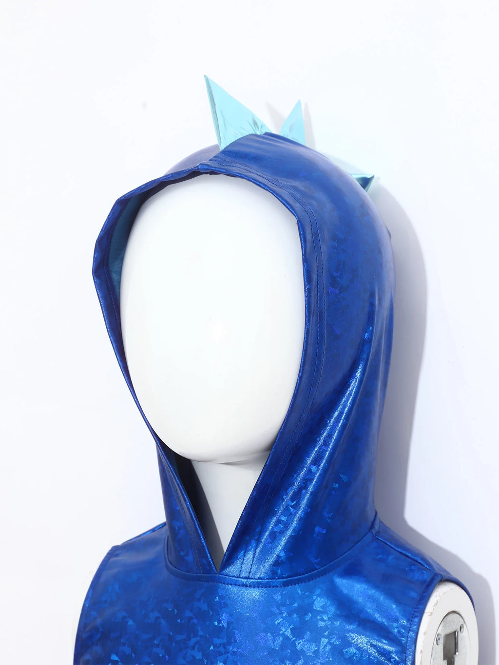 Girls Dinosaur Dress Metallic Gloss Cosplay Costumes Sleeveless Hooded 3D Tail Design Dress for Stage Performance Theme Party
