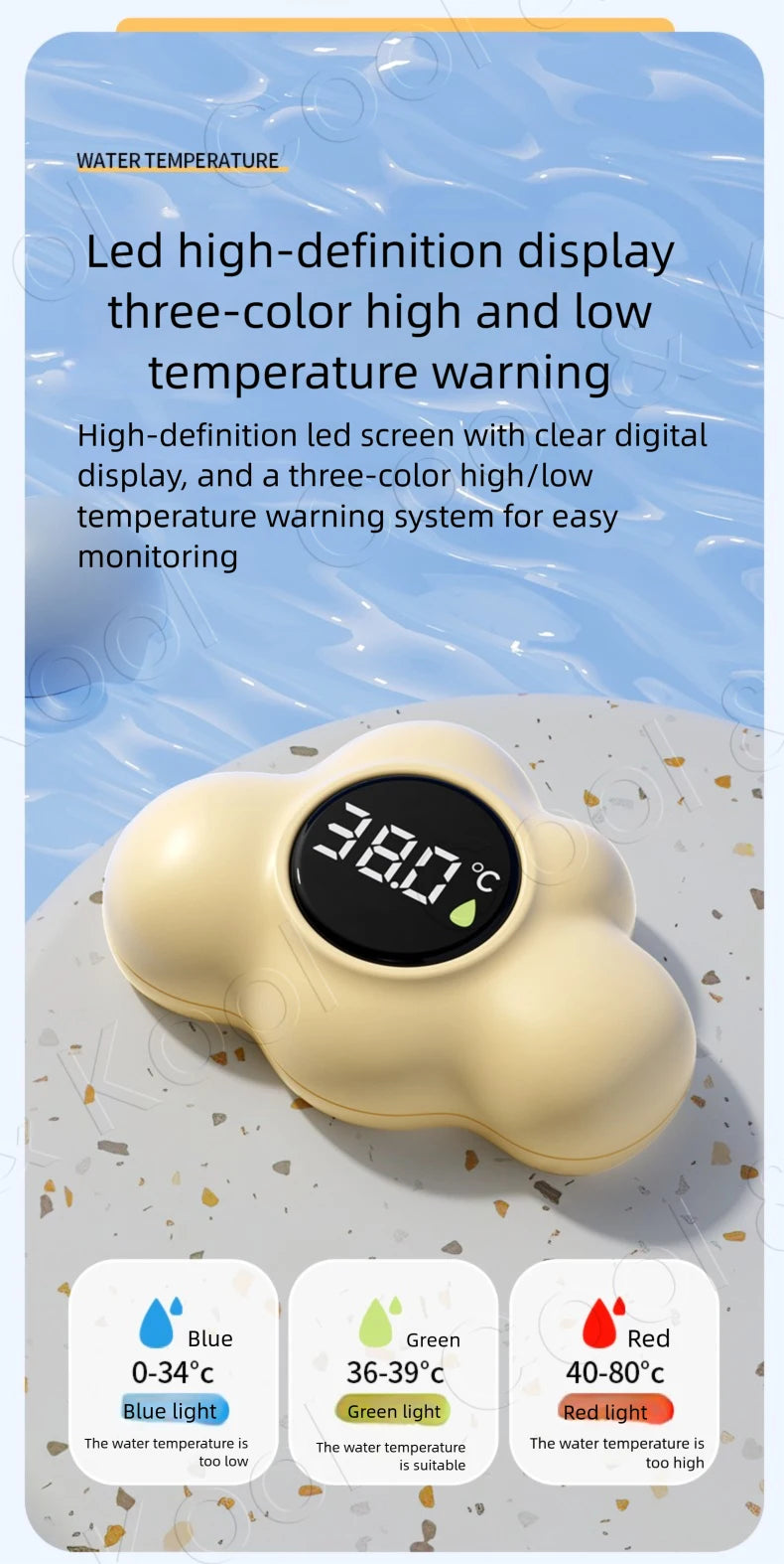 Floating Baby Bath Thermometer with LED Display, Cartoon Digital Water Temperature Tester for Safe Tub Time