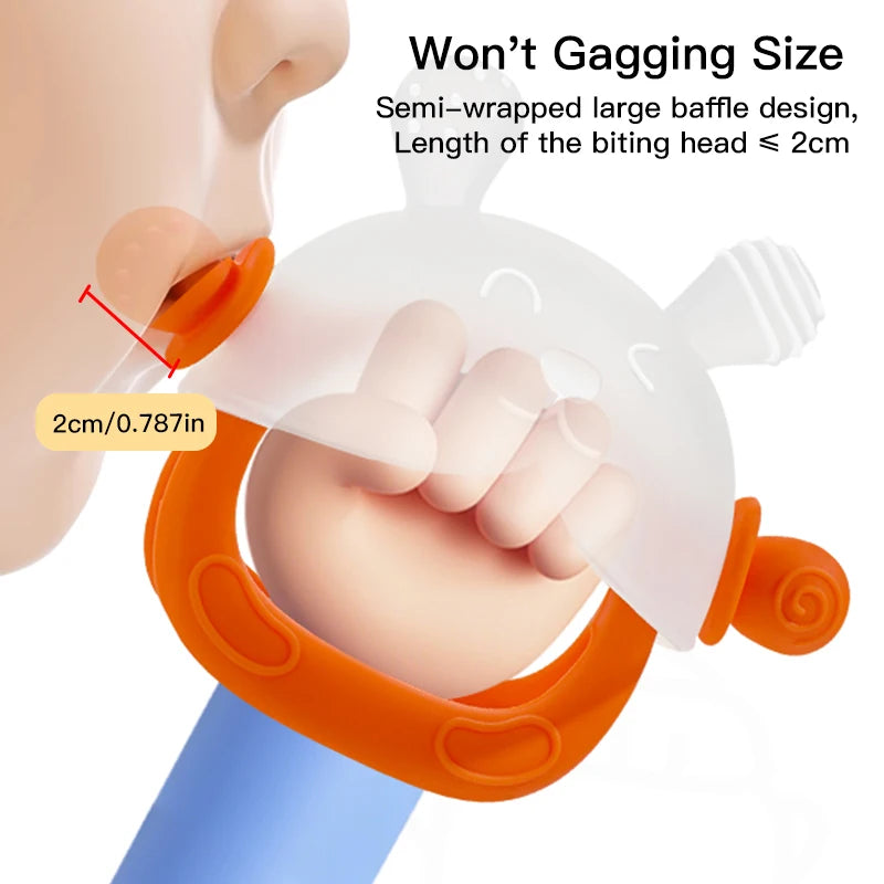 360° Hand Sucking Protection Teether - Cute Bunny Design with Full-Hand Grip, Hollow & Solid Biting Surfaces, Baby Toy