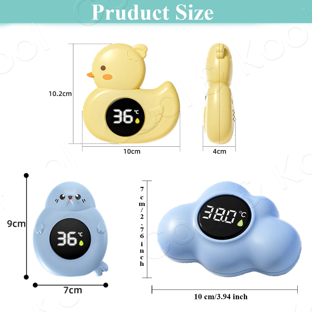 Floating Baby Bath Thermometer with LED Display, Cartoon Digital Water Temperature Tester for Safe Tub Time