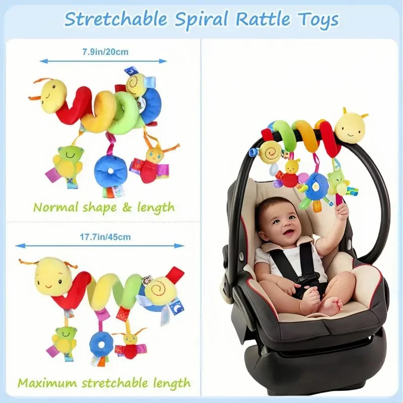 Car Seat Toys Infant Baby Spiral Activity Hanging Rattle Toys Plush Hanging Stroller Sensory Toys For Newborn Gift