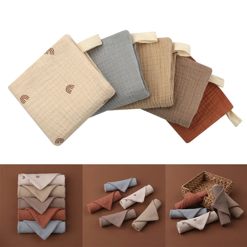 Random 5pc Baby Towel New Born Items Muslin Squares Infant Newborn Hand Bath Shower Face Towels Soft Cotton Gauze Baby Washcloth