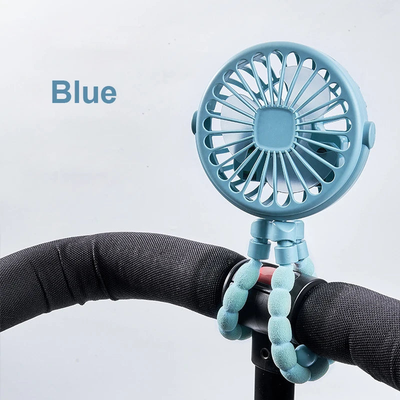 Baby Stroller Fan Portable Handheld 360° Rotate Flexible Adjustable Tripod Air Cooling Fan Rechargeable Baby Stroller Clip Fan