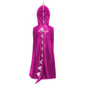 Girls Dinosaur Dress Metallic Gloss Cosplay Costumes Sleeveless Hooded 3D Tail Design Dress for Stage Performance Theme Party
