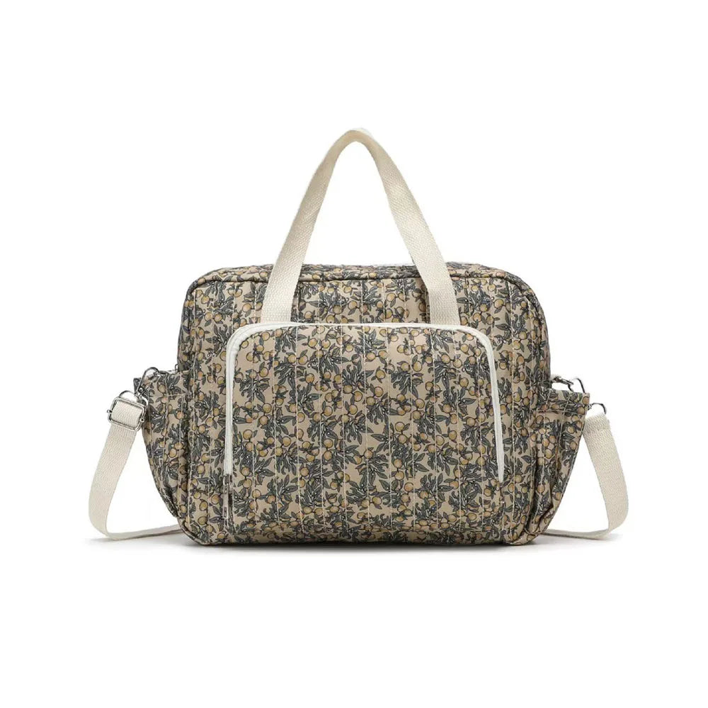 Nylon Crossbody Chic Bear & Tulip Embroidered Diaper Bag with Stroller Clip for Youngsters Travel Essentials
