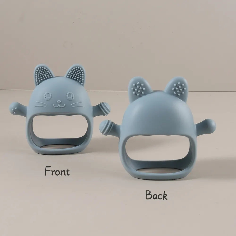 Personalized Baby Teether Custom Name Silicone Glove Cute Bunny Easter Rabbit Shaped Anti-Sucking Hand Guard