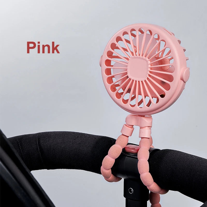 Baby Stroller Fan Portable Handheld 360° Rotate Flexible Adjustable Tripod Air Cooling Fan Rechargeable Baby Stroller Clip Fan